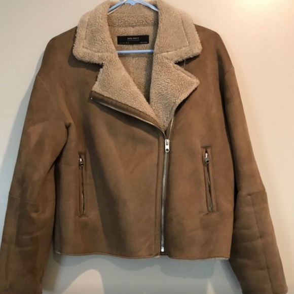 Zara Brown Faux Sherpa Jacket - Picture 1 of 2